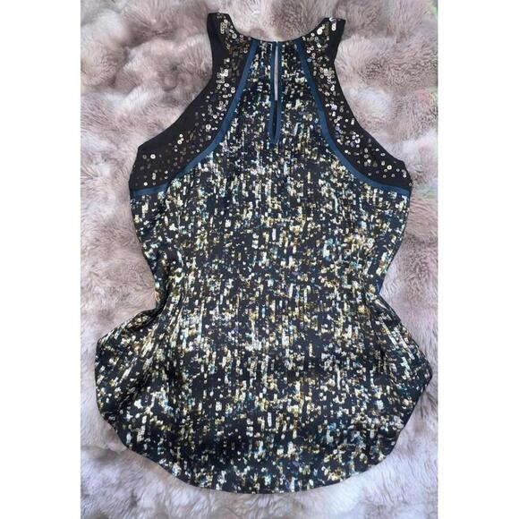 Rebecca Taylor Embellished Blue Print High Neck Tank Top, small - Picture 7 of 9